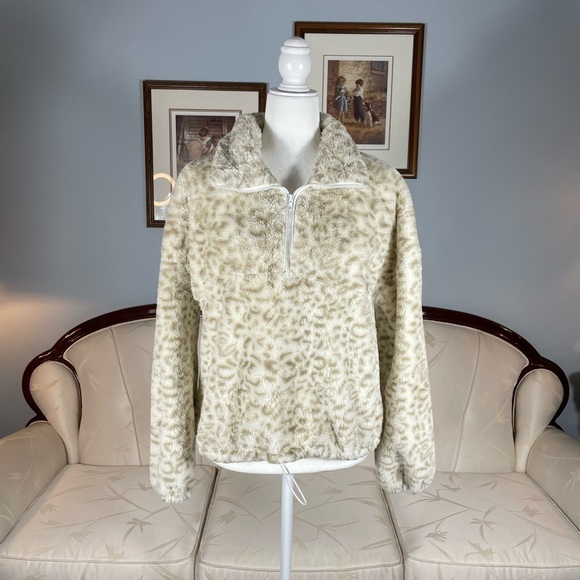 Fashion Nova Faux Fur Animal Print Quarter Zip Sweater - Picture 14 of 14